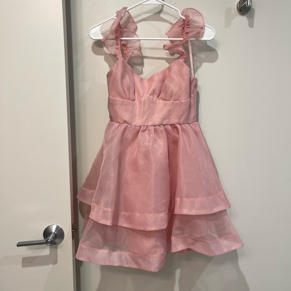 SOLD Pink Ruffle Mini Dress - Picture 2 of 10